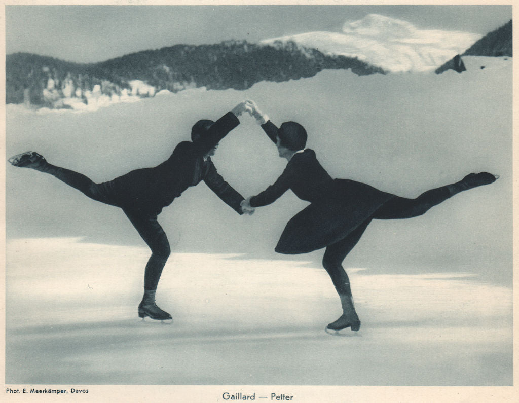 ICE FIGURE SKATING. Gaillard - Petter, Davos (2) 1935 old vintage print